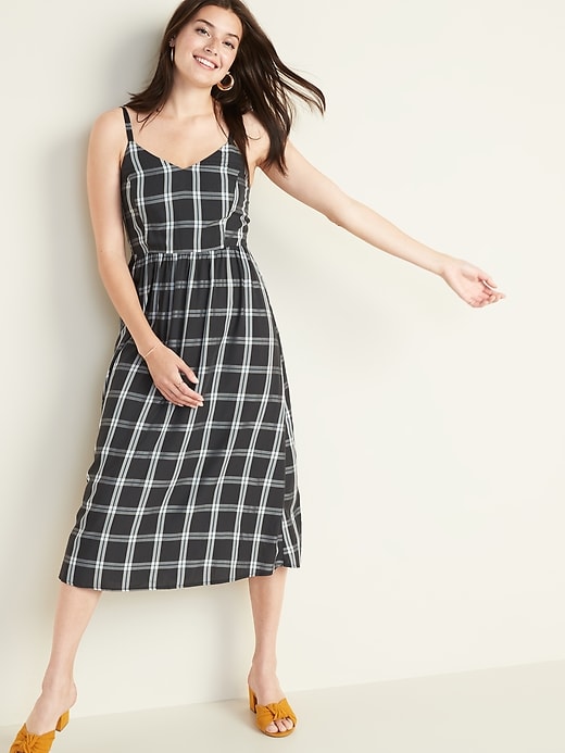 View large product image 1 of 1. Plaid Fit & Flare Cami Midi for Women