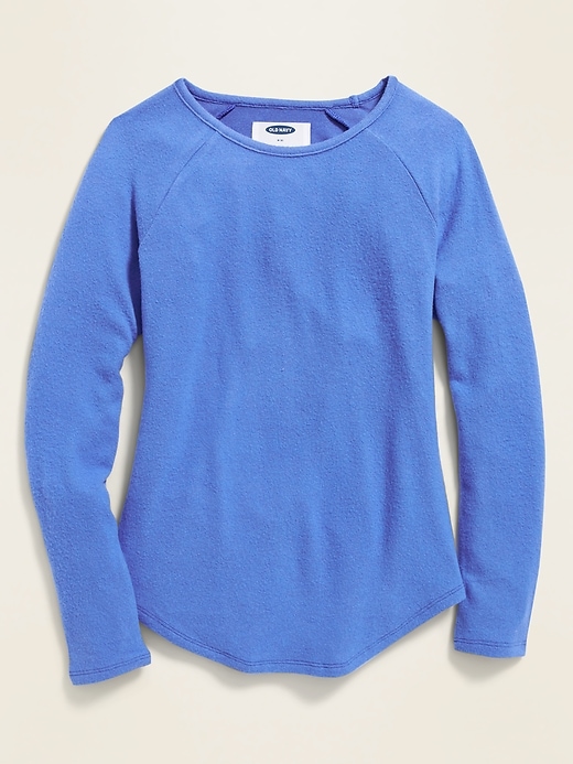 View large product image 1 of 3. Plush-Knit Raglan-Sleeve Tee for Girls