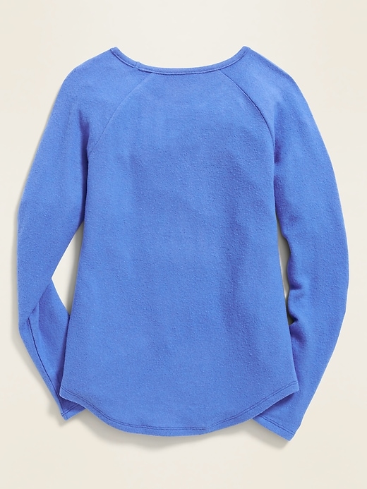 View large product image 2 of 3. Plush-Knit Raglan-Sleeve Tee for Girls