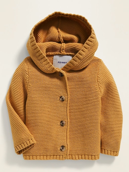 View large product image 1 of 1. Unisex Button-Front Hooded Sweater for Baby