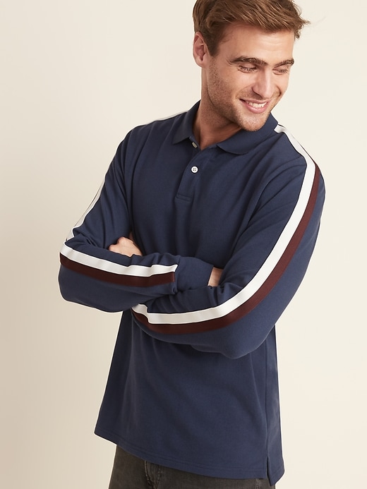 View large product image 1 of 5. Moisture-Wicking Sleeve-Stripe Pro Polo