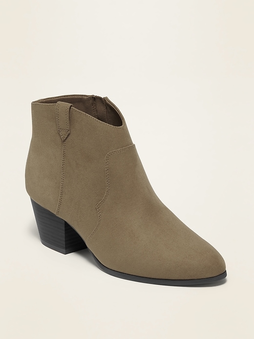 View large product image 1 of 1. Faux-Suede Western Ankle Boots for Women