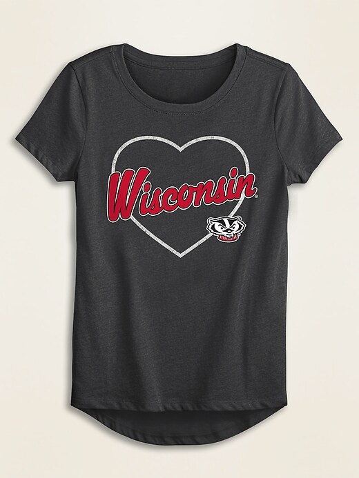 View large product image 1 of 1. College-Team Heart Graphic Tee for Girls