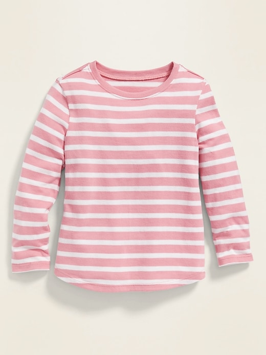 View large product image 1 of 1. Fitted Striped Long-Sleeve Tee for Toddler Girls