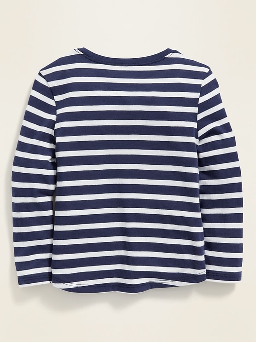 View large product image 2 of 2. Fitted Striped Long-Sleeve Tee for Toddler Girls
