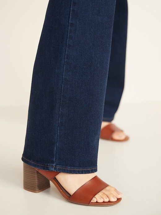 Image number 4 showing, Mid-Rise Dark-Wash Micro-Flare Jeans for Women
