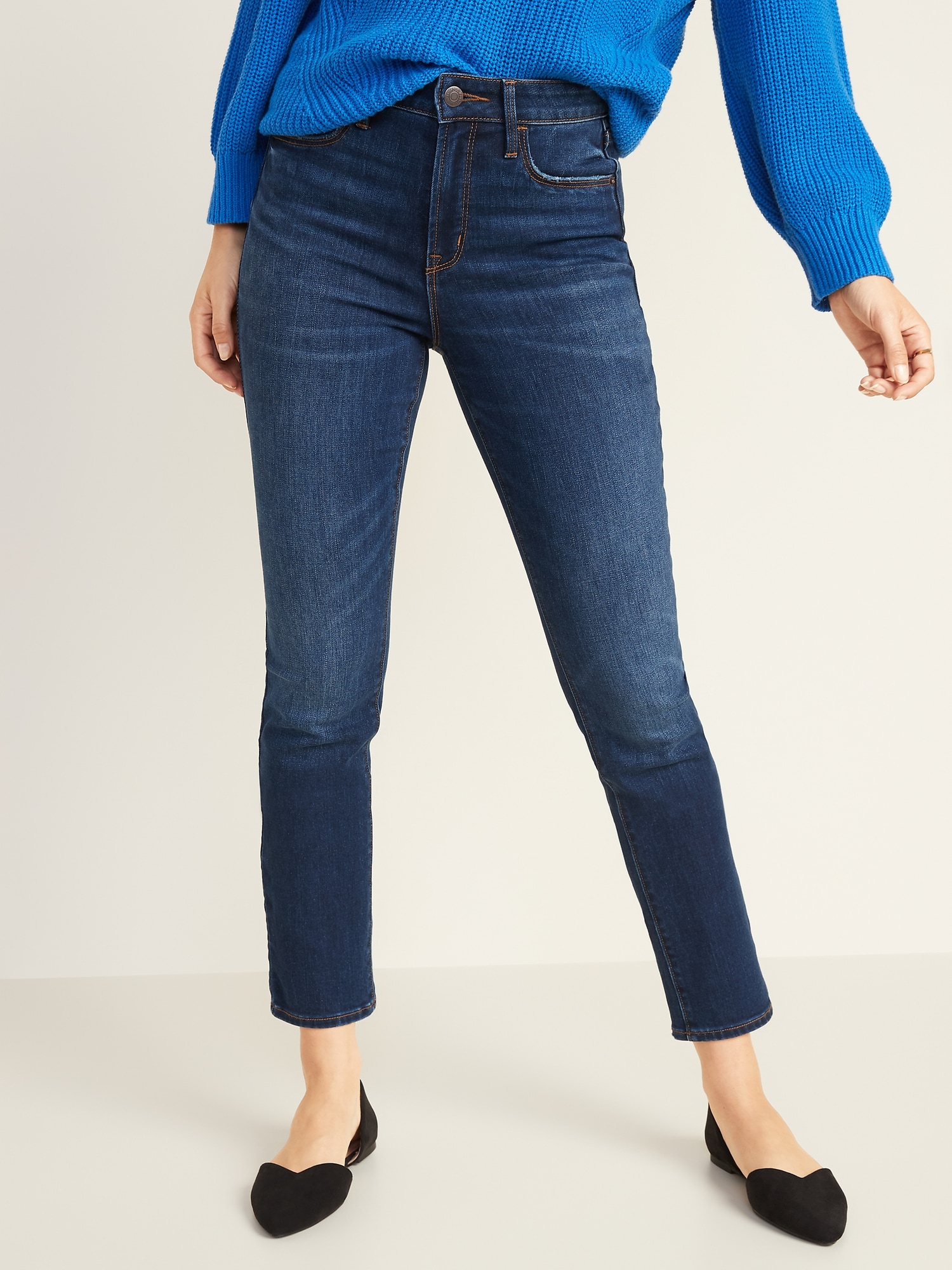 High-Waisted Power Slim Straight Jeans 