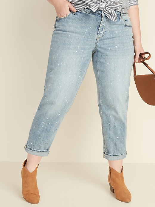 Image number 1 showing, Mid-Rise Plus-Size Boyfriend Straight Jeans