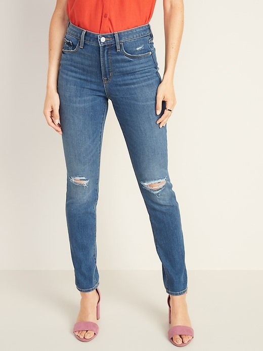 slim straight distressed jeans