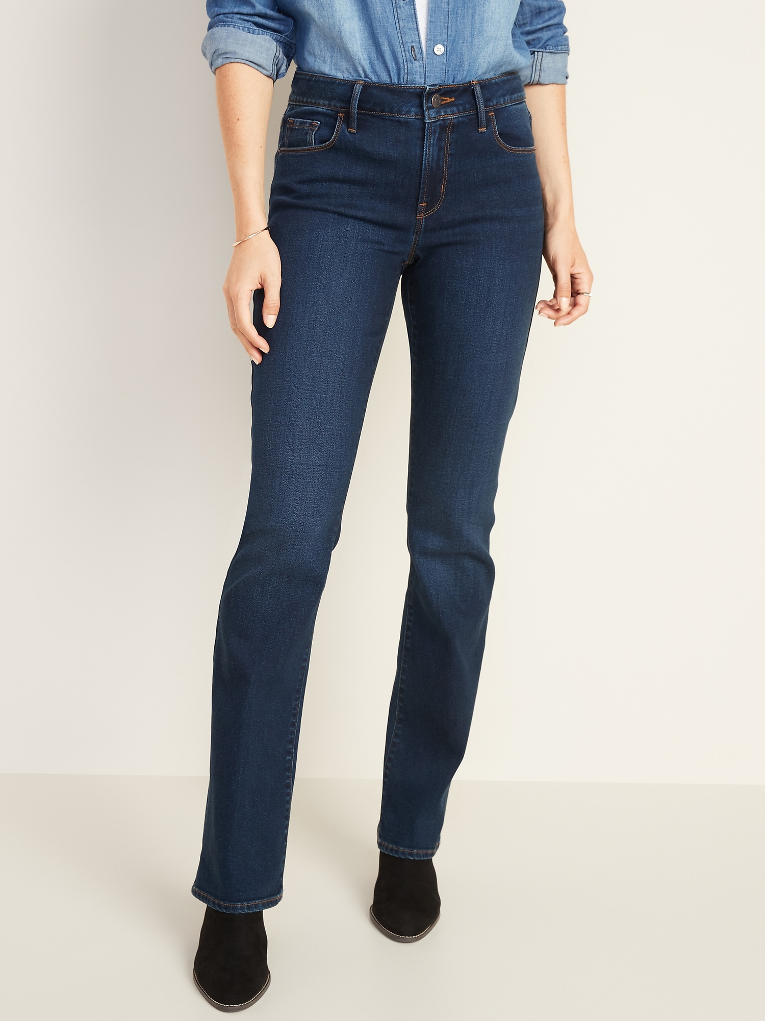 womens dark blue bootcut jeans