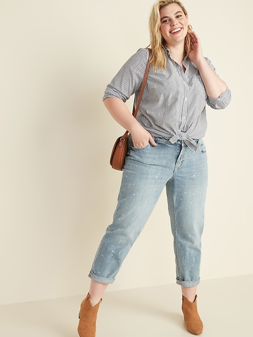 Image number 3 showing, Mid-Rise Plus-Size Boyfriend Straight Jeans