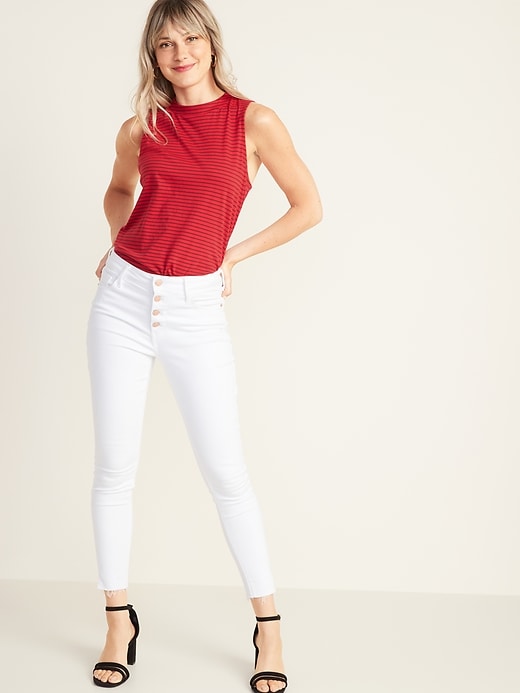Image number 3 showing, Striped Mock-Neck Jersey Tank for Women