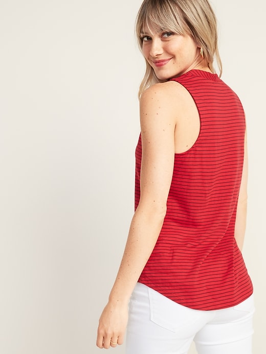 Image number 2 showing, Striped Mock-Neck Jersey Tank for Women