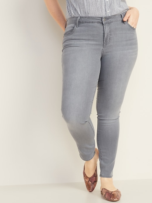 Image number 6 showing, Mid-Rise Gray-Wash Super Skinny Jeans for Women