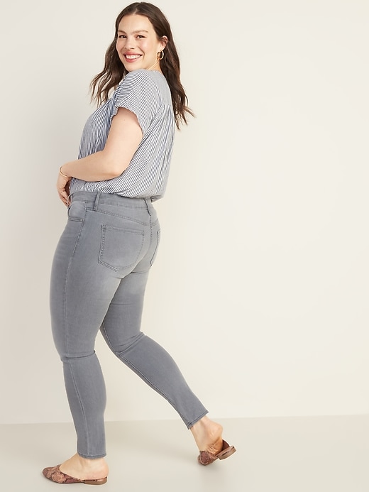 Image number 7 showing, Mid-Rise Gray-Wash Super Skinny Jeans for Women