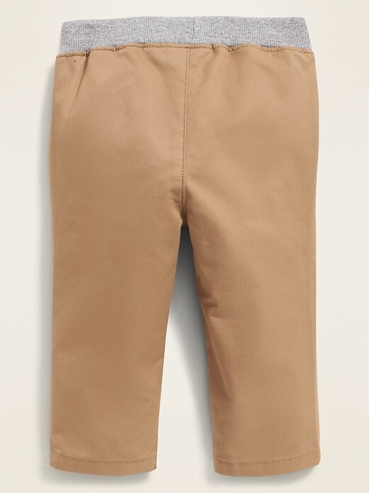 View large product image 2 of 2. Rib-Waist Pull-On Twill Utility Pants for Baby