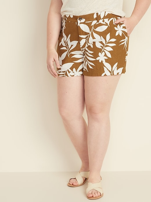 View large product image 1 of 3. Mid-Rise Plus-Size Everyday Linen-Blend Shorts - 5-Inch Inseam