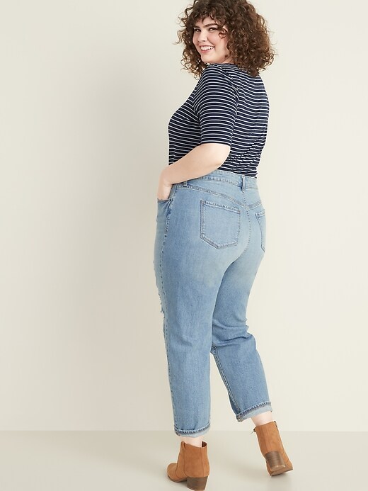 Image number 2 showing, Mid-Rise Distressed Plus-Size Boyfriend Jeans