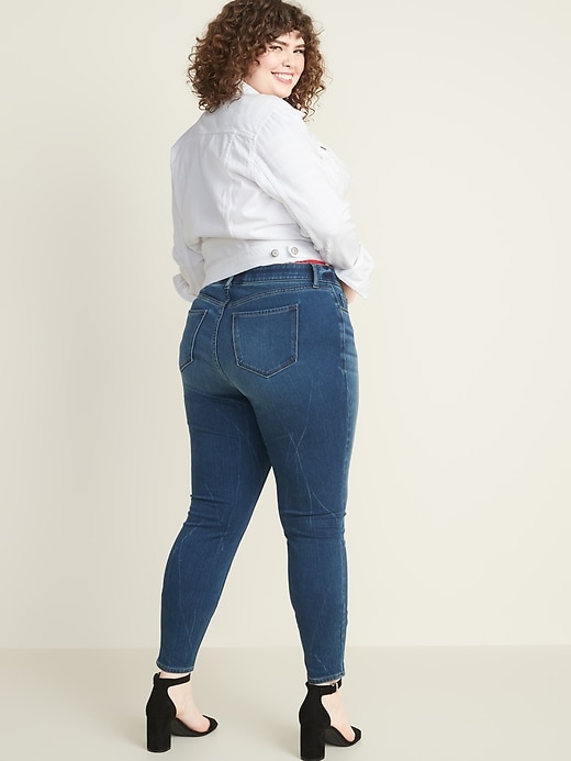 Image number 2 showing, High-Waisted Secret-Smooth Pockets + Waistband Rockstar 24/7 Sculpt Plus-Size Super Skinny Jeans