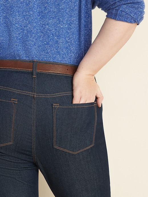 Image number 4 showing, Mid-Rise Dark-Wash Plus-Size Super Skinny Ankle Jeans