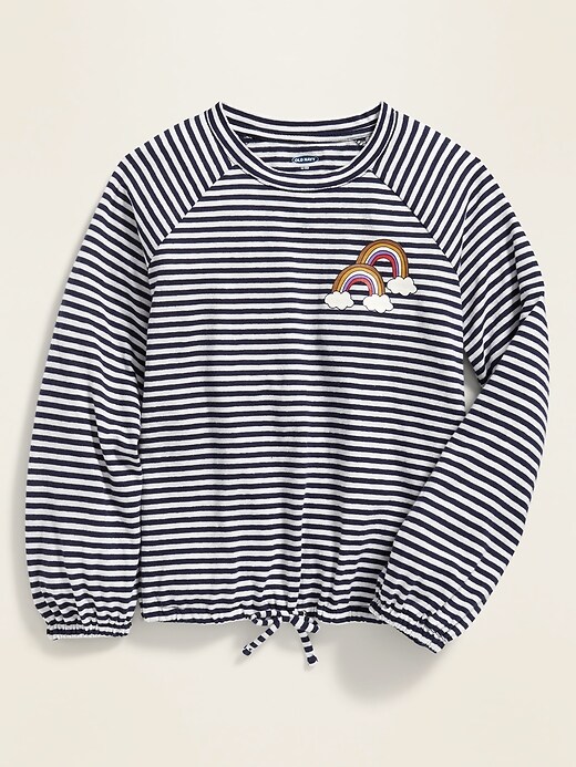 View large product image 1 of 2. Graphic Cinched-Waist Raglan Tee for Girls