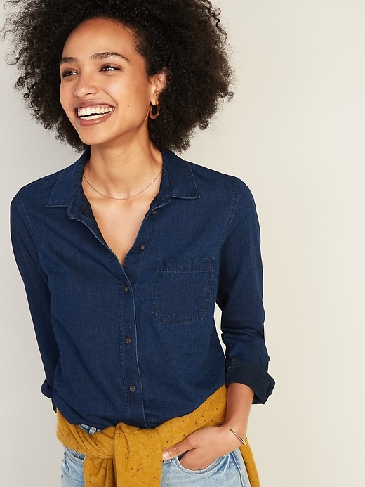 Image number 4 showing, Chambray Classic Shirt for Women