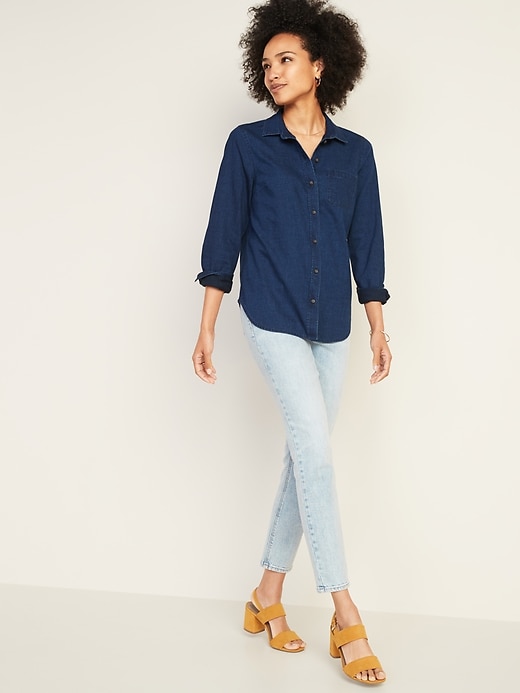Image number 3 showing, Chambray Classic Shirt for Women