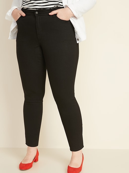 Image number 1 showing, Mid-Rise Plus-Size Pop Icon Skinny Black Jeans