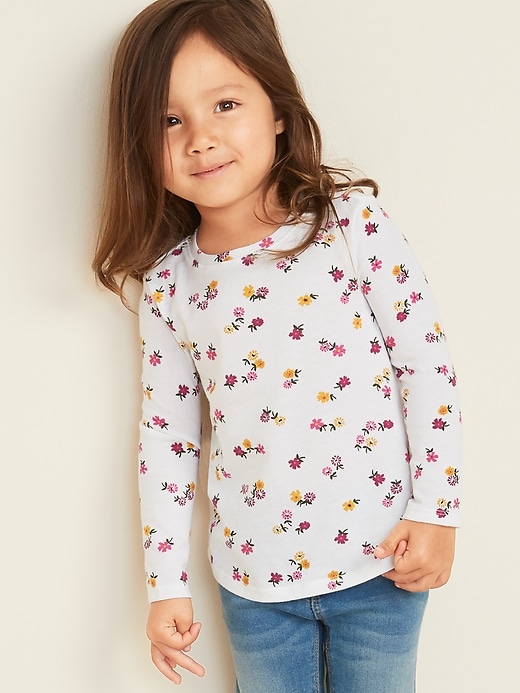 View large product image 1 of 1. Printed Crew-Neck Tee for Toddler Girls