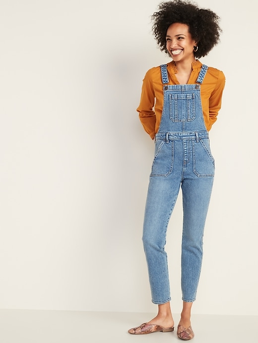 Image number 1 showing, Straight-Leg Jean Overalls for Women
