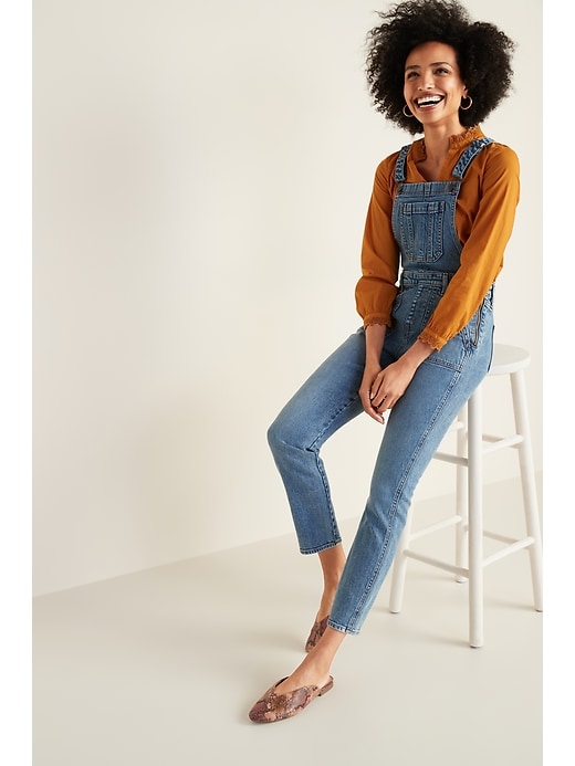 Image number 3 showing, Straight-Leg Jean Overalls for Women