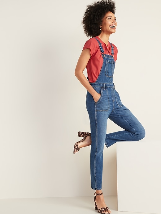Image number 3 showing, Straight-Leg Jean Overalls for Women