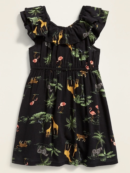 View large product image 2 of 3. Printed Ruffle-Neck Fit & Flare Dress for Toddller Girls