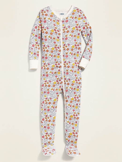 View large product image 1 of 1. Floral-Print Footie Pajama One-Piece for Toddler Girls & Baby