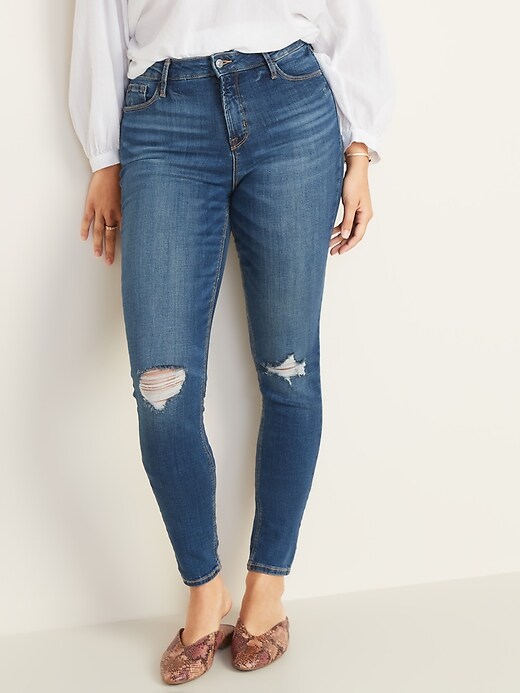 Image number 6 showing, High-Waisted Rockstar Distressed Super Skinny Jeans For Women