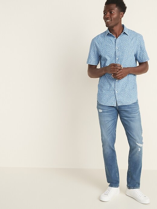 Image number 3 showing, Slim-Fit Printed Chambray Shirt