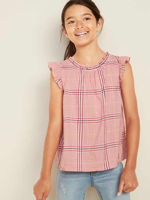 View large product image 1 of 2. High-Neck Ruffle-Trim Top for Girls