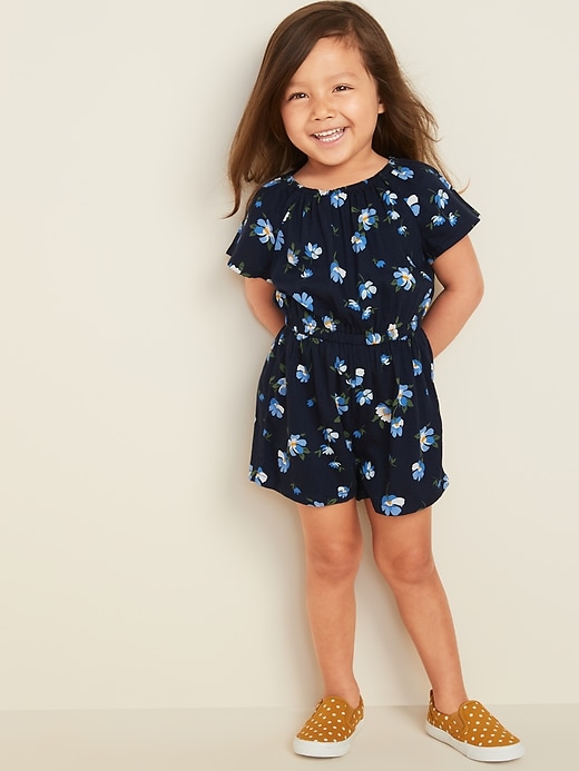 View large product image 1 of 1. Printed Flutter-Sleeve Romper for Toddler Girls