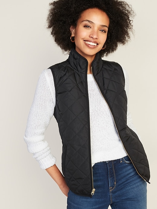 Image number 1 showing, Lightweight Diamond-Quilted Zip-Front Vest for Women