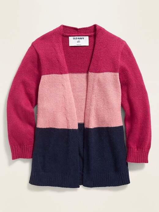 View large product image 1 of 1. Color-Blocked Open-Front Sweater for Toddler Girls