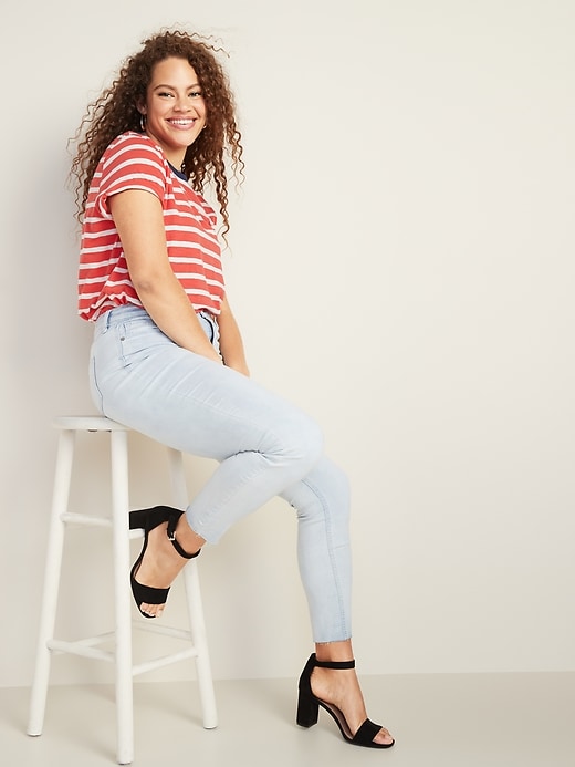 Image number 8 showing, Mid-Rise Raw-Edge Rockstar Ankle Jeans for Women