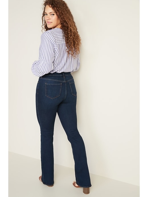Image number 7 showing, Mid-Rise Dark-Wash Micro-Flare Jeans for Women