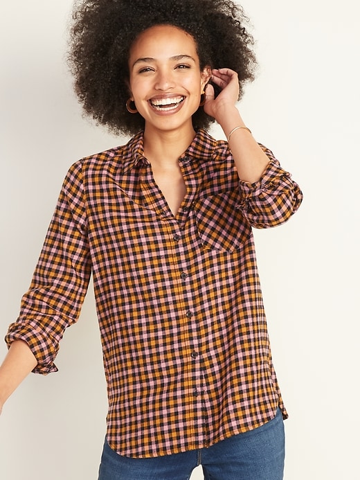 Patterned Flannel Classic Shirt for Women