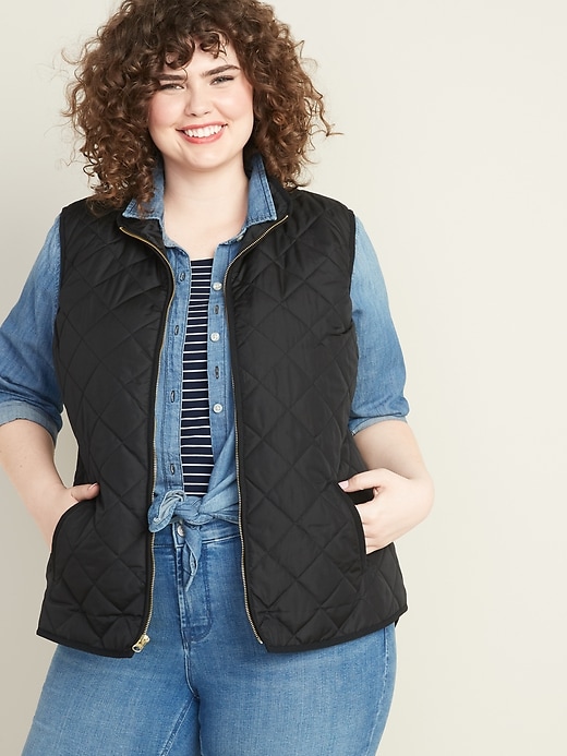 Image number 1 showing, Lightweight Diamond-Quilted Plus-Size Zip Vest