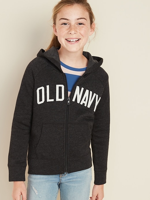 View large product image 1 of 1. Logo-Applique Zip Hoodie for Girls