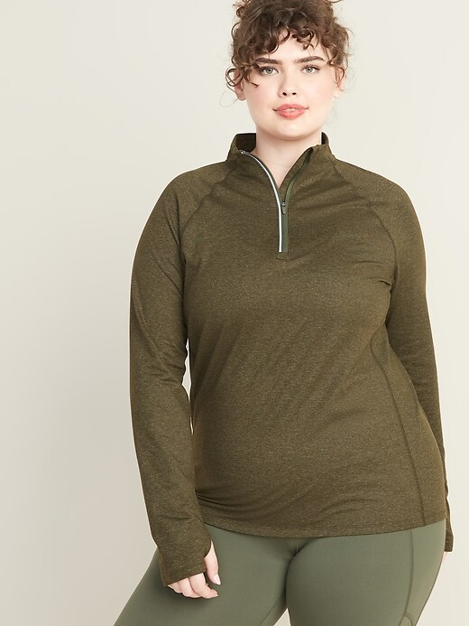 Image number 1 showing, Soft-Brushed 1/4-Zip Plus-Size Performance Pullover