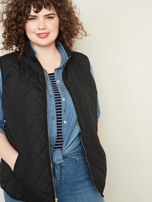 Image number 4 showing, Lightweight Diamond-Quilted Plus-Size Zip Vest