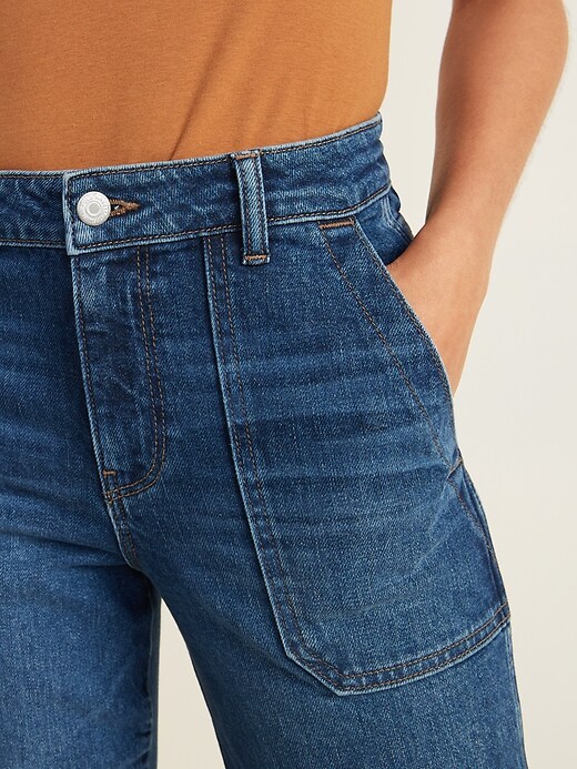 Image number 4 showing, High-Waisted Slim Wide-Leg Workwear Jeans for Women
