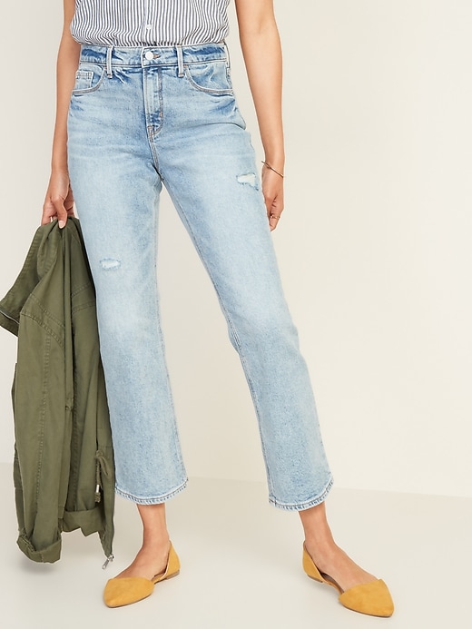 Image number 1 showing, High-Waisted Distressed Flare Ankle Jeans for Women