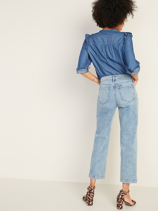 Image number 2 showing, High-Waisted Light Stone-Washed Slim Wide-Leg Jeans For Women